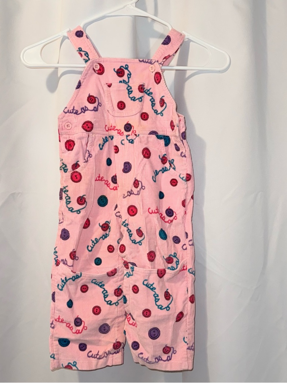 Vintage Pink corduroy overalls with cute button design size 24 months